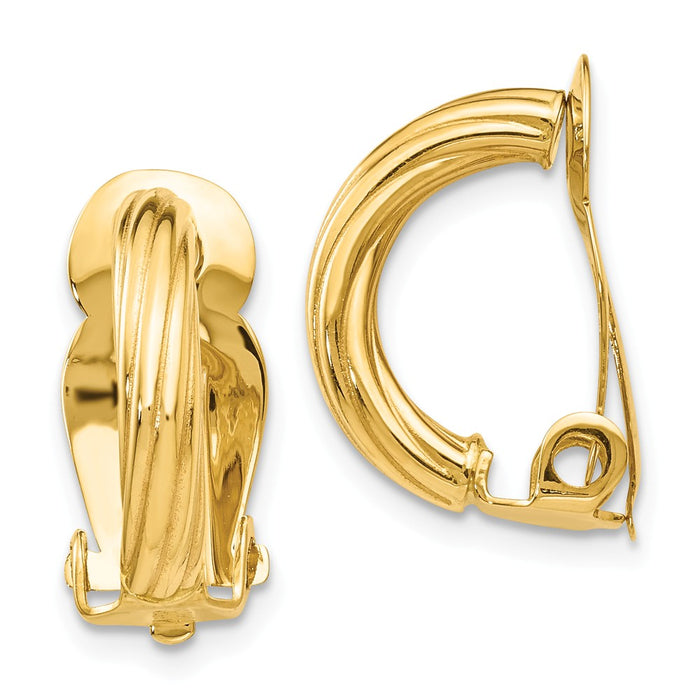 Million Charms 14k Yellow Gold Non-Pierced Earrings, 16mm x 3mm