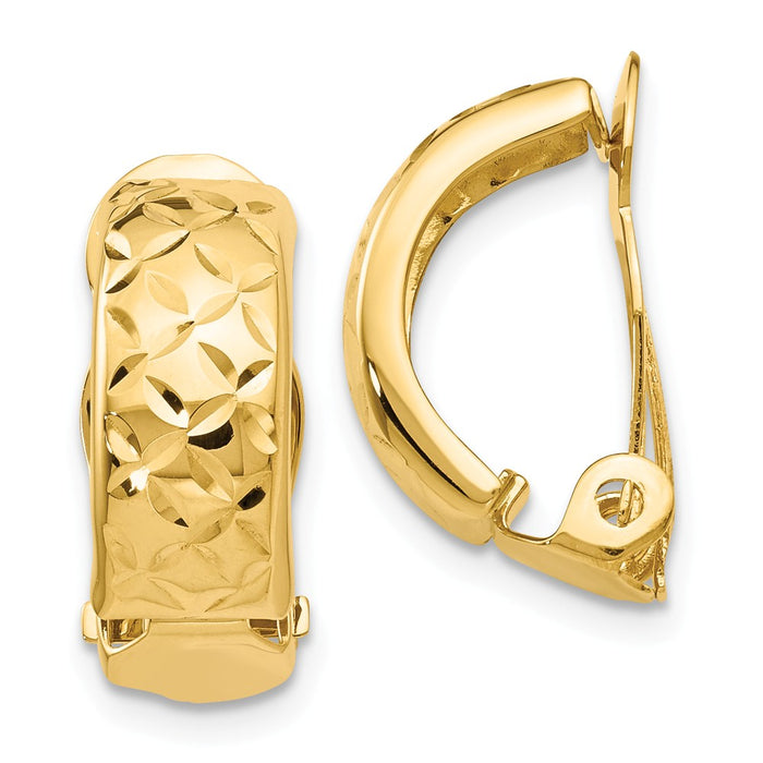 Million Charms 14k Yellow Gold Non-Pierced Earrings, 18mm x 6mm
