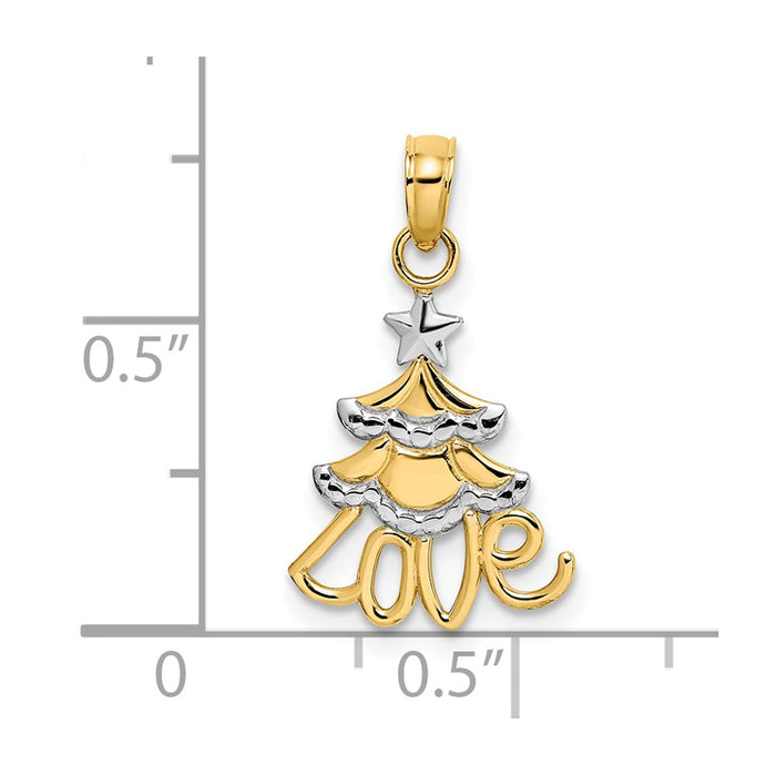 Million Charms 14K Yellow Gold Themed With Rhodium-Plated Christmas Tree Charm
