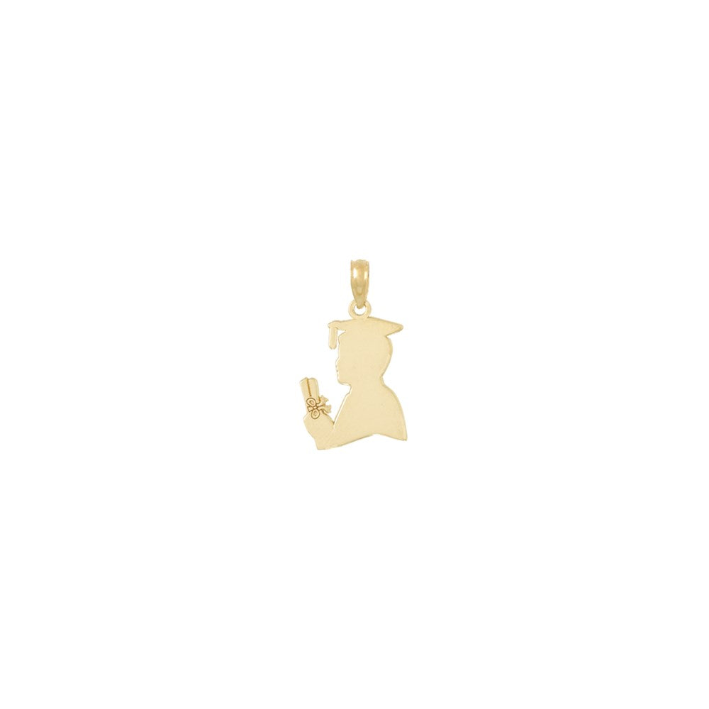 Million Charms 10K Yellow Gold Themed Polished Male Graduation Profile Charm