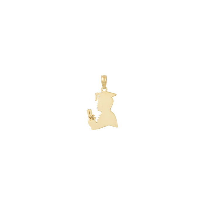 Million Charms 10K Yellow Gold Themed Polished Male Graduation Profile Charm