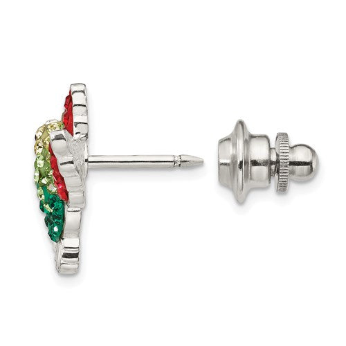 925 Sterling Silver Multi-colored Preciosa Crystal Hummingbird Pin