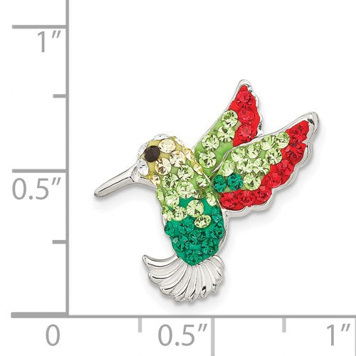 925 Sterling Silver Multi-colored Preciosa Crystal Hummingbird Pin